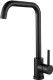 Unyqoos® Robinet de cuisine en acier inoxydable avec bec haut pivotant à 360 degrés et design noir