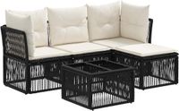 vidaXL Tuinbank Set 5-delig Zwart Polyrattan