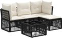 vidaXL Banc de jardin 5 pièces noir polyrattan