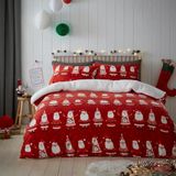 Bedlam Fleece Kerstdekbedovertrek Eenpersoonsbed Teddybeer Omkeerbaar Beddengoed (140x200cm) - Kerstmanontwerp - 1 kussensloop - Rood feestelijk winterbeddengoed