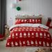 Bedlam Fleece Kerstdekbedovertrek Eenpersoonsbed Teddybeer Omkeerbaar Beddengoed (140x200cm) - Kerstmanontwerp - 1 kussensloop - Rood feestelijk winterbeddengoed