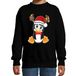 Bellatio Decorations Kersttrui / sweater voor jongens / meisjes - Merry Christmas - zwart - Kerst pinguin 152/164