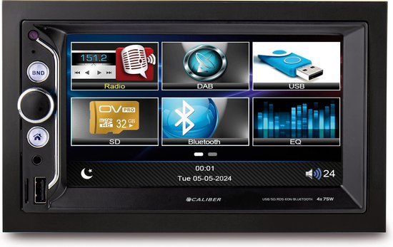 Caliber RMD803DAB-BT - 2 DIN Autoradio - Bluetooth - DAB+ - 6.2" Touchscreen - Achteruitrijcamera Ingang - Handsfree bellen - USB Oplaad poort