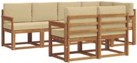 vidaXL - Hoek loungeset - 7 zitplaatsen - Acacia hout - Natuurlijk en beige