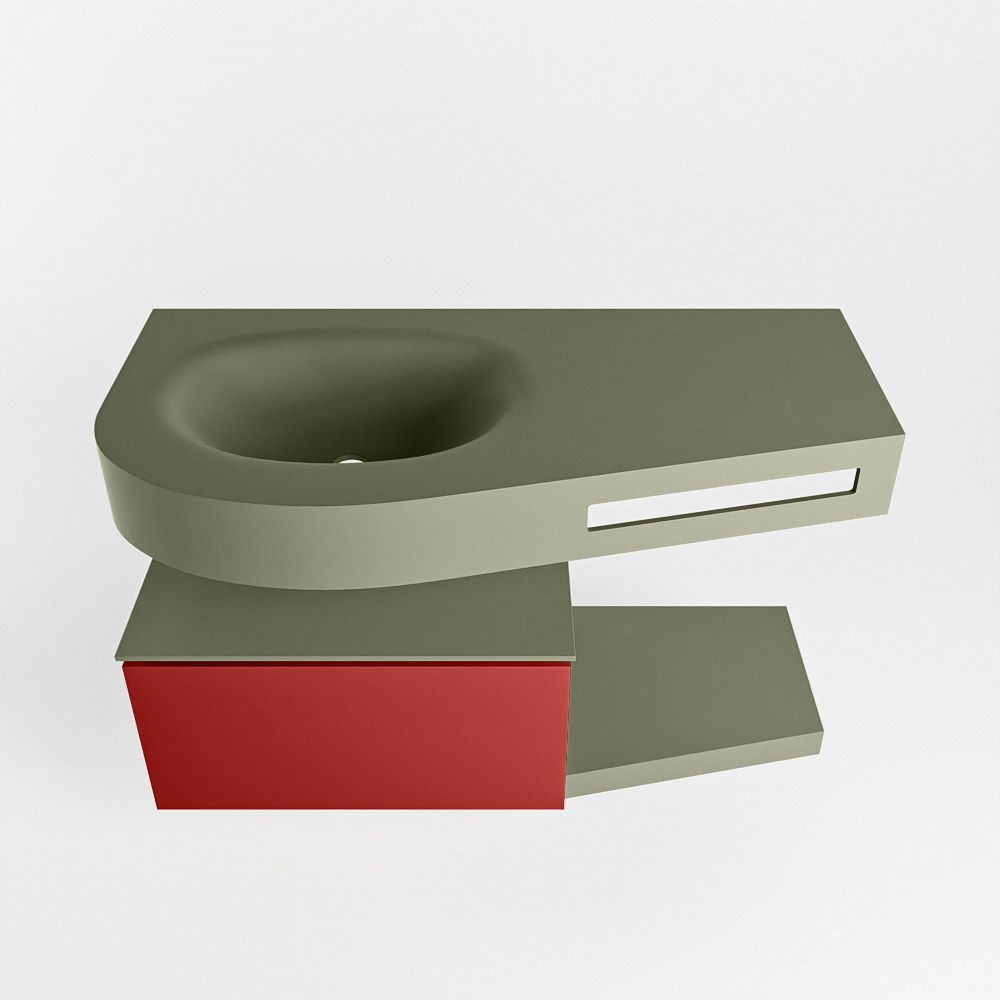 Mondiaz Riva Dulcet badkamermeubel links 100 army en fire - 53x50x100cm