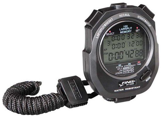 Finis Memory Stopwatch 3x100 M - Zwart - Waterbestendig - Geheugenfunctie