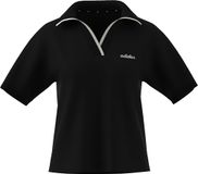 adidas Mujer Seasonal Essentials Colorpop Polo with Embroidered Graphic, black/off white, XS