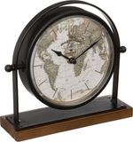 Atmosphera Tafelklok Earth Map - Zwart