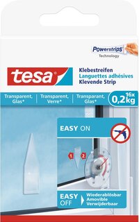 tesa klevende strip voor glas en transparant - 16 stuks - 5 cm - Transparant