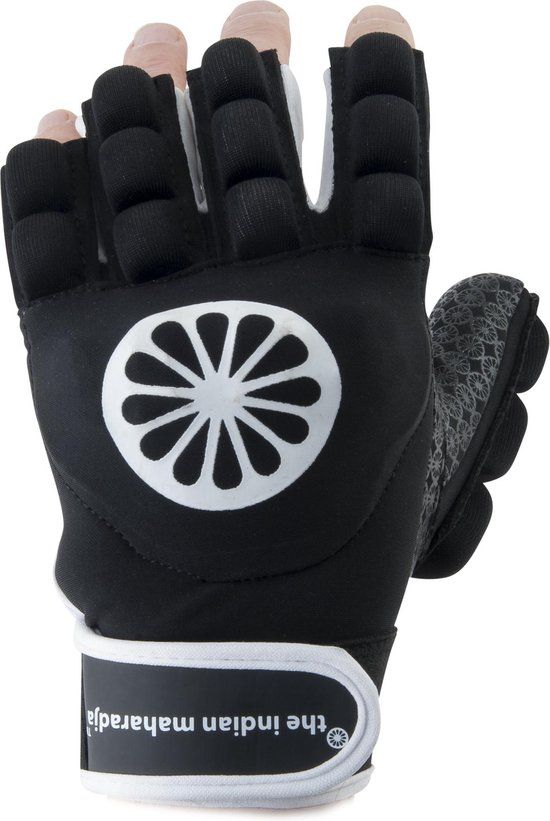 The Indian Maharadja Shell Foam Half Hockey Glove (Left Hand) - Black - Unisex - Size S