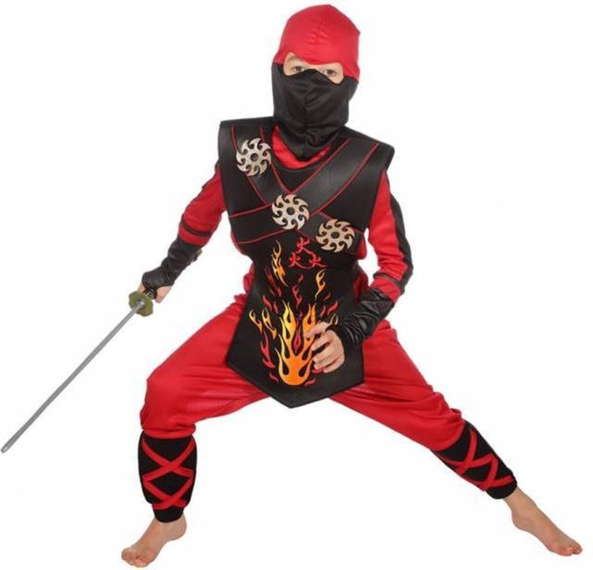 Wilbers Ninja pak kind Fire - Maat 152 - Polyester - Multicolor - EAN: 8714438771341