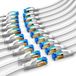 Primewire set de 20 pièces, câble plat CAT 8, câble patch jusqu'à 40 Gbit/s, blindage S/FTP PIMF, connecteurs RJ45 plaqués or, câble réseau 0,25 m, Ethernet, 20 pièces, blanc