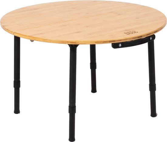 Redwood - Bambusa Rondo Campingtafel - Rond - Bamboe - Zwart/Bamboe - 65x65x40cm