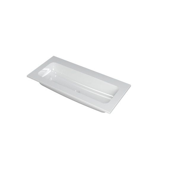 Ink Faktor wastafel 100x1.5x45cm 0 kraangaten 1 wasbak polystone Glans wit 3407010