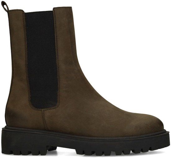 Manfield Dames Donkergroene nubuck chelsea boots Maat 37