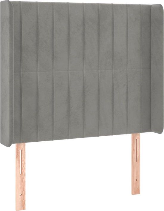 vidaXL Hoofdbord met randen 93x16x118/128 cm fluweel lichtgrijs