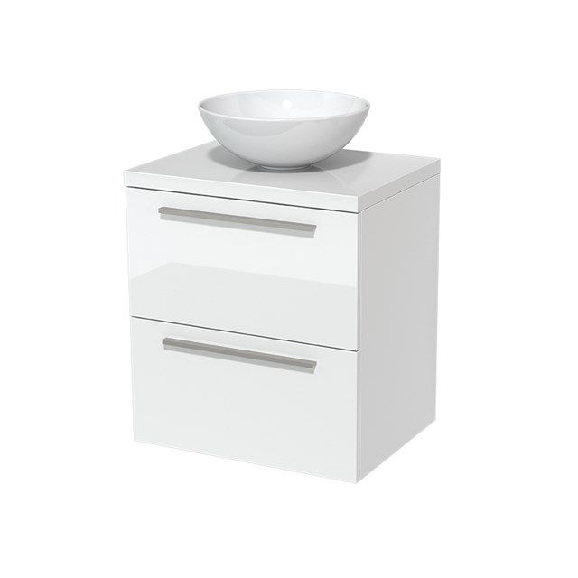 Maxaro Badkamermeubel Modulo Plato 60cm Hoogglans Wit 2 Lades