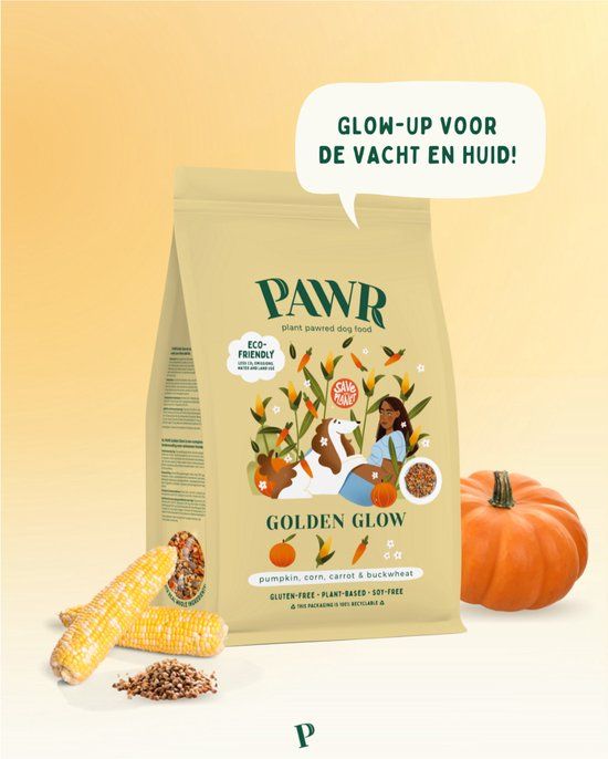 Pawr Plantaardig Golden Glow - Hondenvoer - Pompoen Mais Wortel 750 g Glutenvrij - Sojavrij