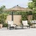 Maison Exclusive Parasol avec éclairage LED et mât en acier, marron, 269x269x235 cm