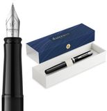 Waterman Impression Vulpen | Fijn Vulstuk met Blauwe Inktvulling | Zwarte Lak met Palladium-Gecoate Afwerking | Geschenkdoos