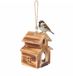 Merkloos / Sans marque Relaxdays Vogelhuis, gevlamd hout, om op te hangen, HxBxT: 21 x 16,5 x 14,5 cm, tuin & balkon, vogelvoederhuis, bruin