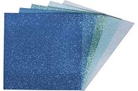 Rayher Hobby 5 stuks schuimrubberen glitterplaten, zelfklevend, verschillende tinten blauw en groen, 20 x 30 x 0,2 cm