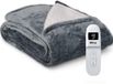 Brixy Couverture chauffante - Couverture chauffante - 2 personnes - 180 x 160 cm - Avec minuterie - Couverture supérieure - Polaire - Anthracite