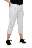 Ulla Popken - Dames - 7/8-Broek Mony kuitlang ritszakken stretch - Sneeuwwit - Maat 46