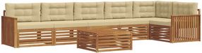 vidaXL - Hoek loungeset - Acacia hout - Natuurlijk en beige