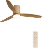 Create - Stille 40W Plafondventilator met ABS Bladen, Licht en Afstandsbediening - Zand Hout Effect, Ø 132 cm