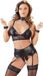 Cottelli Collection Wetlook Suspender Set met Hals/Pols Boeien en Lingerie voor Bondage Avonturen – Maat S – Zwart