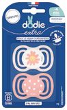 Dodie Extra 2 Sucette Anatomique Symétrique + 6 Mois (Rose/Blanc)