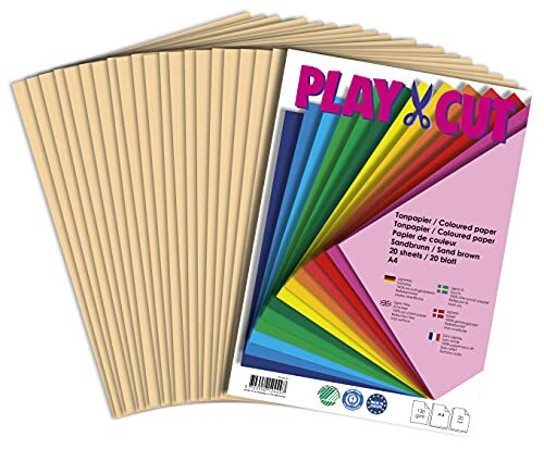 PLAY-CUT Gekleurd papier, A4, 130 g/m2, zandfontein, 20 vellen, effen kleur