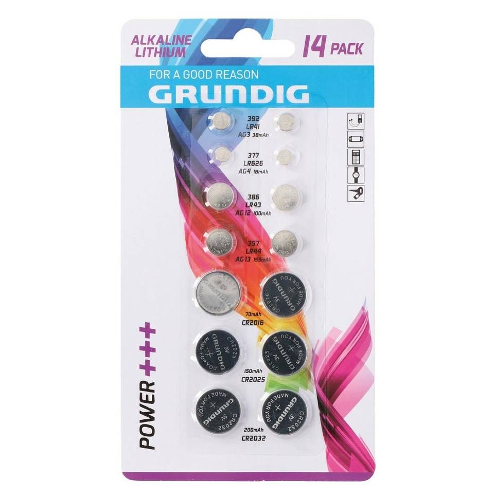 Grundig Batterijen Knoopcel 14 Stuks Alkaline/Lithium - 8711252855776