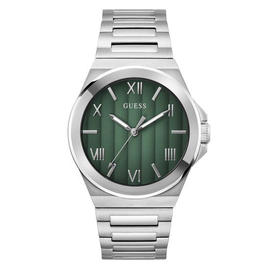 Guess Vinyl GW0789G1 Horloge - Staal - Zilverkleurig - Groen - Ø 44 mm