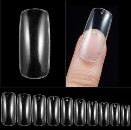 Goodbitz® - Nageltips - 500 stuks - Square Lang - Transparant - Full Cover - Plaknagels