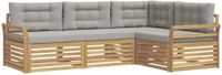 vidaXL - Buiten - bank - set - 4 - st - Wit - en - Lichtgrijs - Polyester