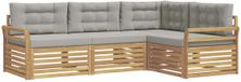 vidaXL - Buiten - bank - set - 4 - st - Wit - en - Lichtgrijs - Polyester