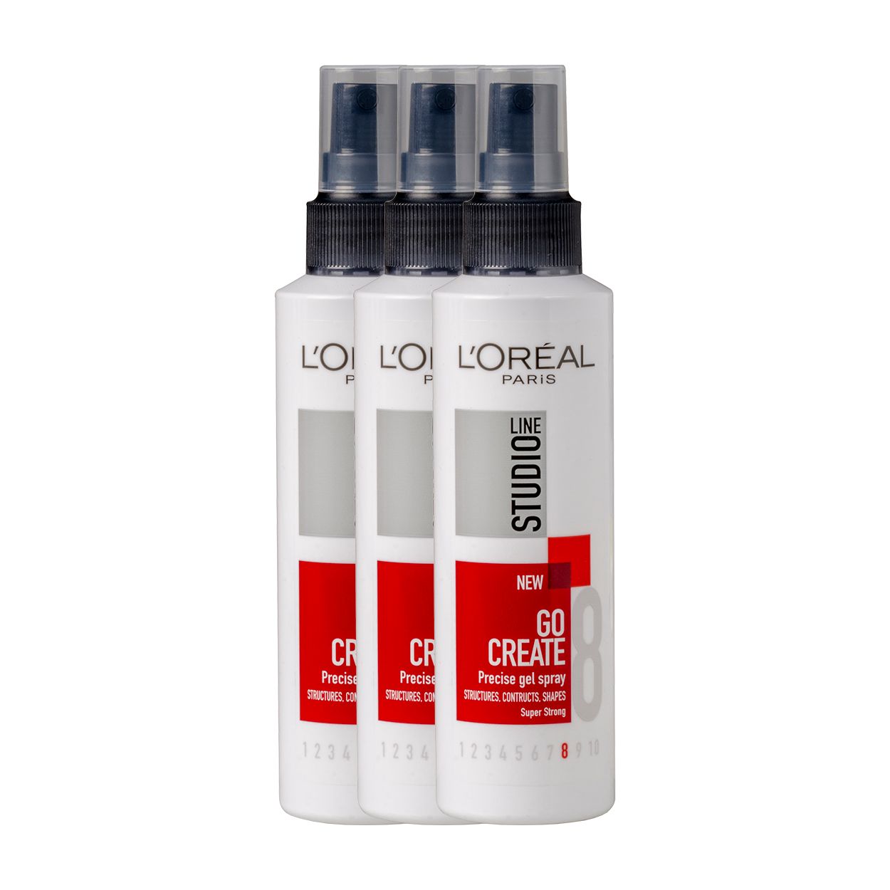L'Oréal Studio Line Essentials Go Create Precise Gel Spray Super Strong - 150 ml (3 stuks)