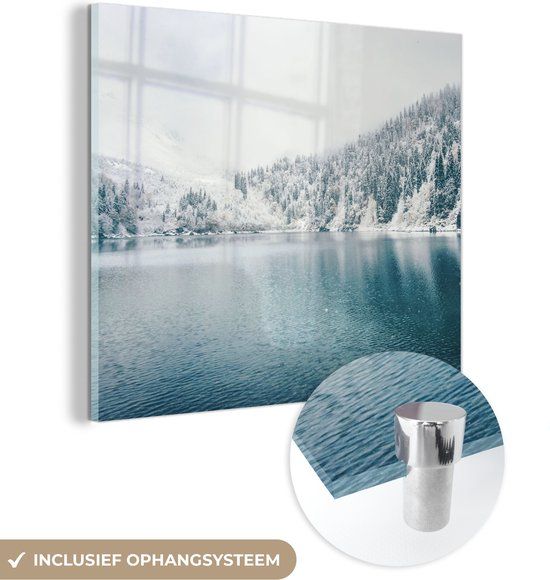 MuchoWow® Glass Painting 20x20 cm - Acrylic Glass Painting - Winter - Water - Snow - Photo on Glass - Paintings