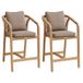 Hespéride Set van 2 hoge stoelen voor de tuin, Paua, acaciahout & taupe