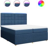 vidaXL Sommier à lattes de lit avec matelas Bleu 200x200 cm Tissu