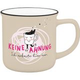Sheepworld Beker met spreuk No Ahnung, koffiemok met zwarte drinkrand, 35 cl