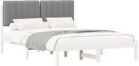 vidaXL Bedframe met gestoffeerde hoofdbord, lichtgrijs, 140 x 190 cm