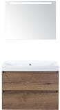 BES LED Maxx XL Badmeubelset 80 cm - Tabacco - Wastafel Just Zonder Kraangat met LED Spiegel