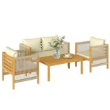 Outsunny Tuinbankset Acaciahout Beige