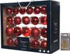Decoris Emballage de décoration de Noël - 42 boules de Noël - rouge - verre - 5-7 cm - incl. crochets dorés pour sapin