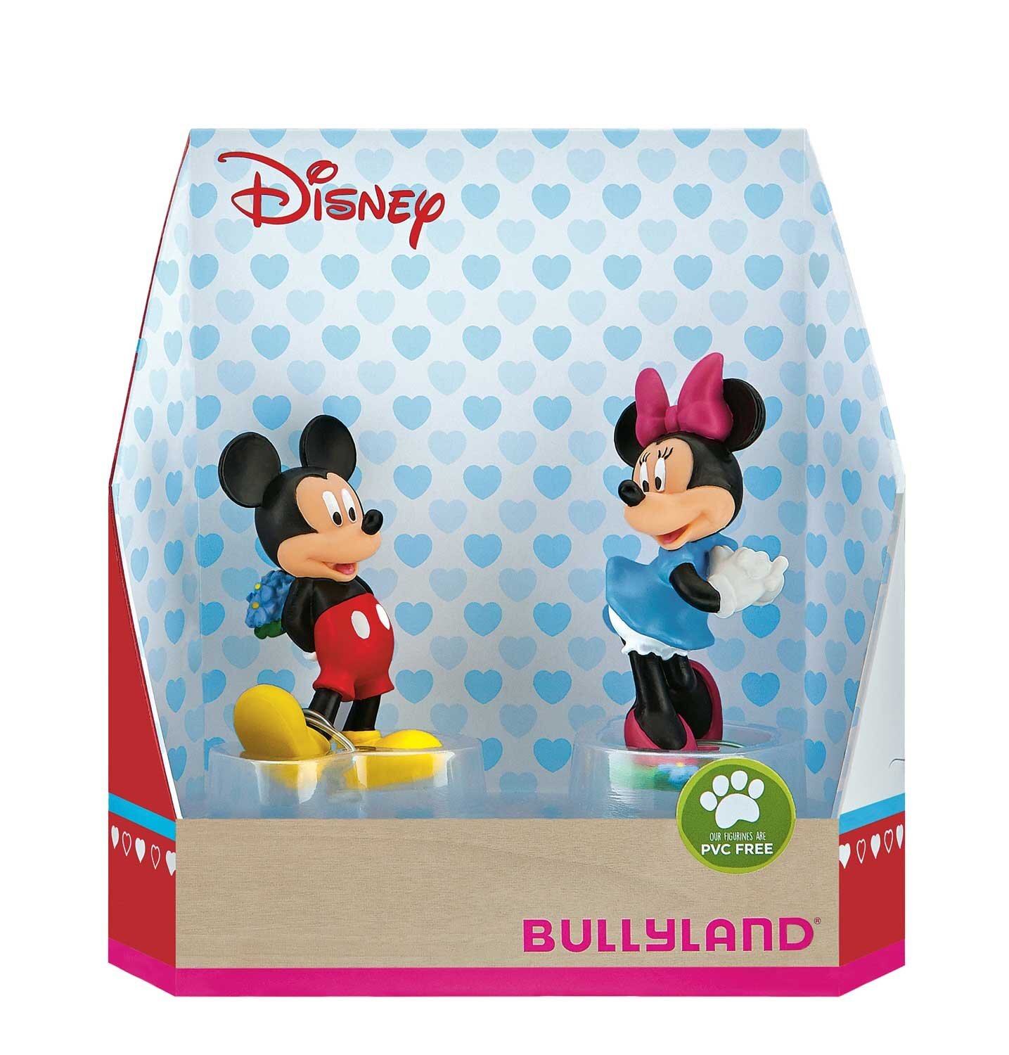 Bullyland 15077 - speelfigurenset, Walt Disney Mickey Valentine - Mickey en Minnie, liefdevol met de hand geschilderde figuren, PVC-vrij, leuk cadeau voor jongens en meisjes om fantasierijk te spelen