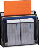 Merkloos Relaxdays brievenhouder - metaal - 3 vakken - 29,5 x 32 x 9 cm - zwart