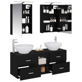 vidaXL Badkamermeubel Set 5 st Zwart eiken Bewerkt hout en glas